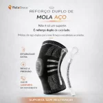 Joelheira com reforço duplo de mola de aço lateral para estabilidade extra ao caminhar e correr.